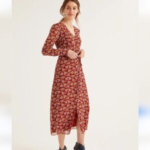 Boden Hazel Midi Burgundy Floral Dress